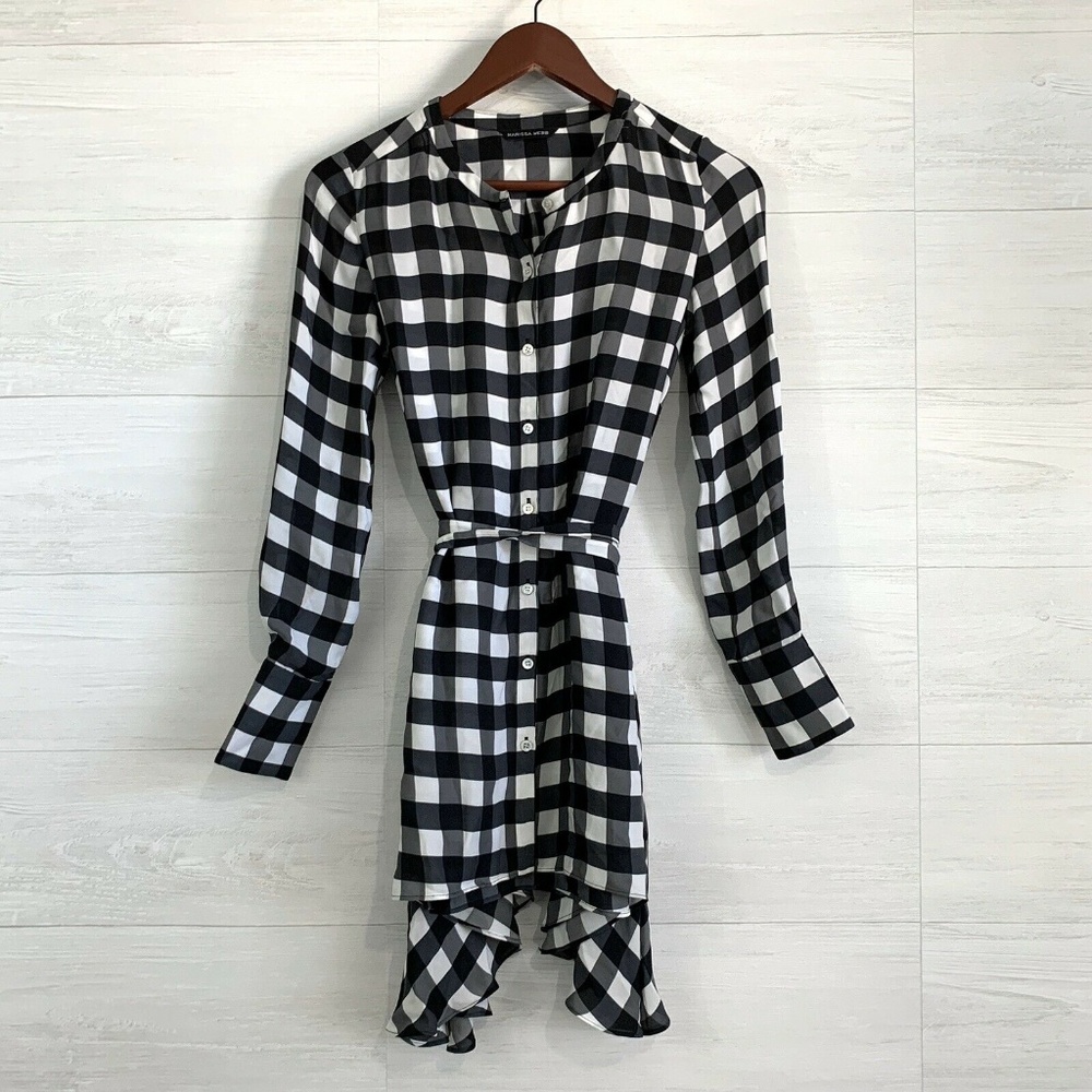 Marisa Webb 100% Silk Black White Gingham Blouse - Picture 1 of 7